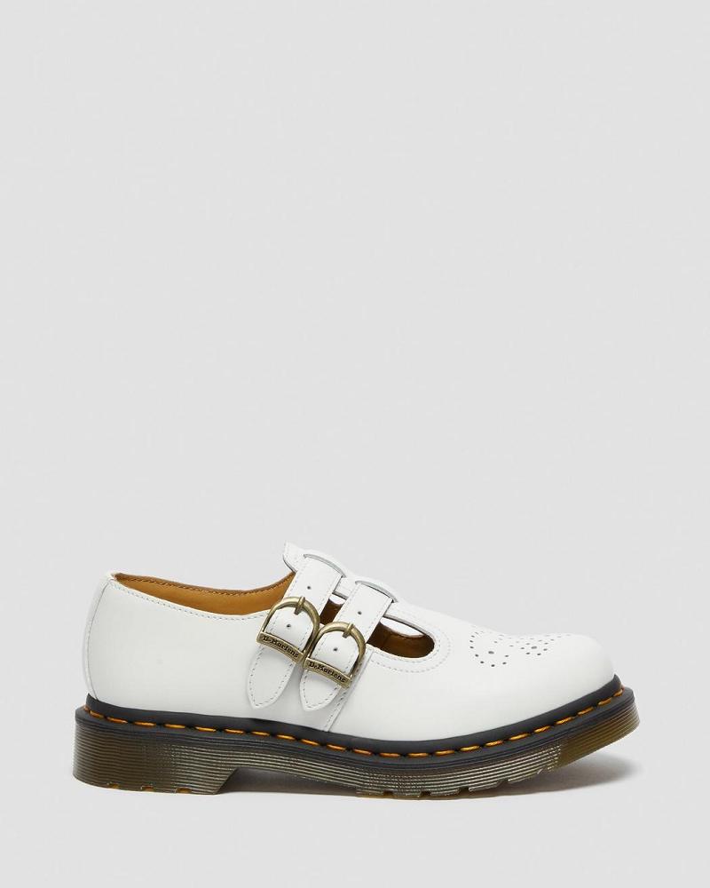 Dr Martens 8065 Smooth Læder Mary Jane Sko Dame Hvide | DK 333KOR